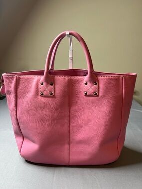 GAP Women's Pink Cow Leather Tote Bag with Striped Interior